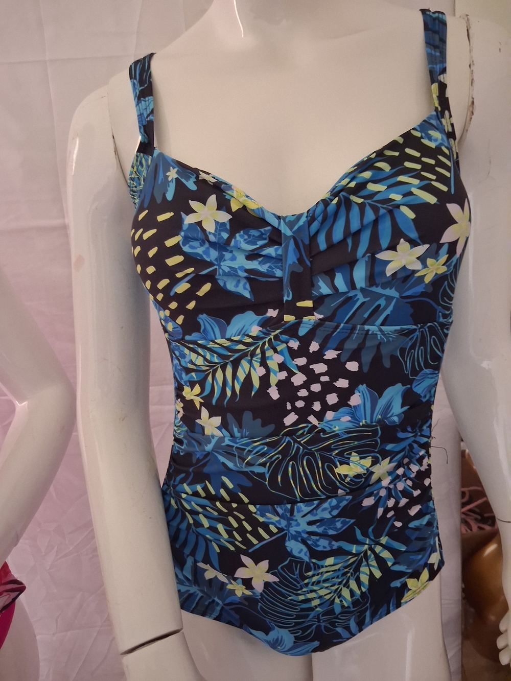 Tropical Floral One-Piece Swimsuit - Blue